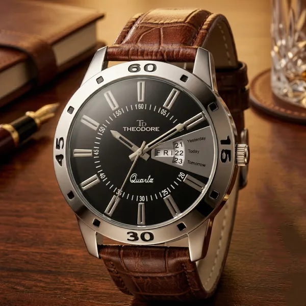 THEODORE_Men__Classic_Premium_Strap_Watch_For_Men_with_Date_and_Day_featured_-_TD16688_With_1_Year_Warranty