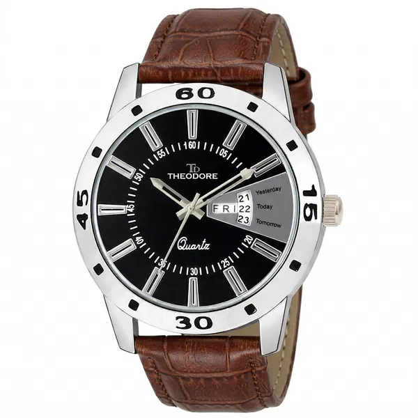 THEODORE_Men__Classic_Premium_Strap_Watch_For_Men_with_Date_and_Day_featured_-_TD16688_With_1_Year_Warranty