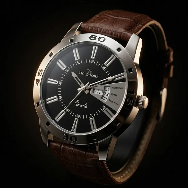 THEODORE_Men__Classic_Premium_Strap_Watch_For_Men_with_Date_and_Day_featured_-_TD16688_With_1_Year_Warranty