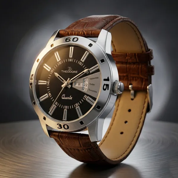 THEODORE_Men__Classic_Premium_Strap_Watch_For_Men_with_Date_and_Day_featured_-_TD16688_With_1_Year_Warranty