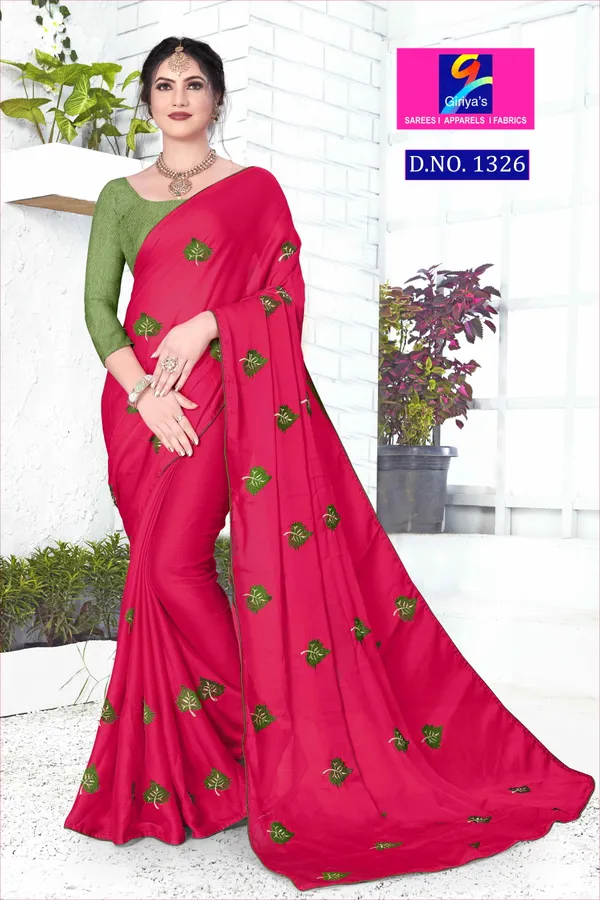 dark_pink_Satain_Work_Designer_Saree_For_Women