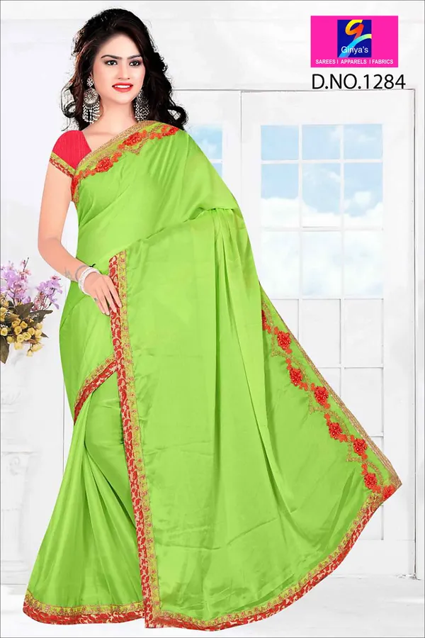light_green_Moss_Borderworkdesigner_Saree_For_Women
