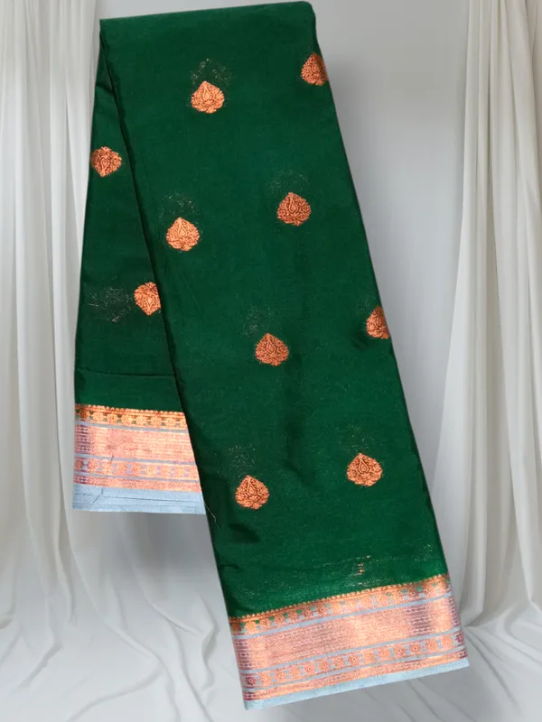 Bottel_Green_Crape_Butta_Silk_Saree_For_Women