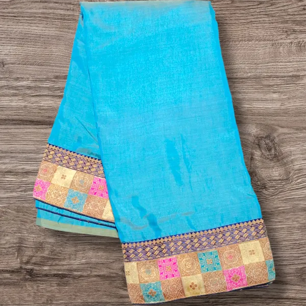 Blue_Raw_Silk_Plain_Designer_Saree_For_Women