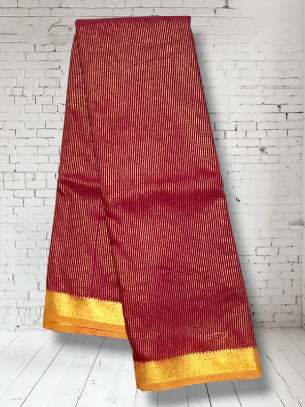 Mahroon_Crape_Stripe_Silk_Saree_For_Women