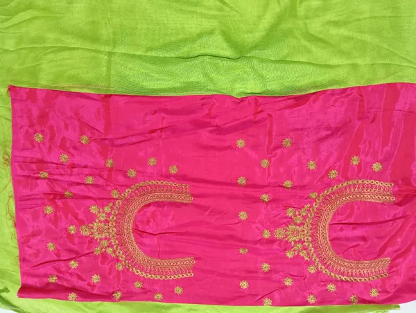 Parrot_Green_Linen_Plain_Designer_Saree_For_Women