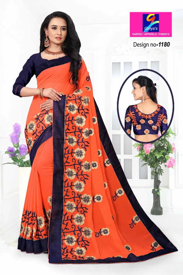 Orange_Chiffon_Work_Designer_Saree_For_Women