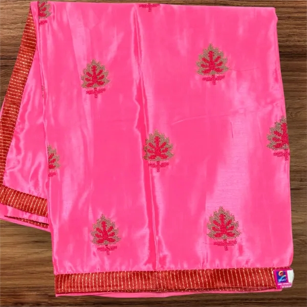 Dark_Pink_Satain_Work_Designer_Saree_For_Women