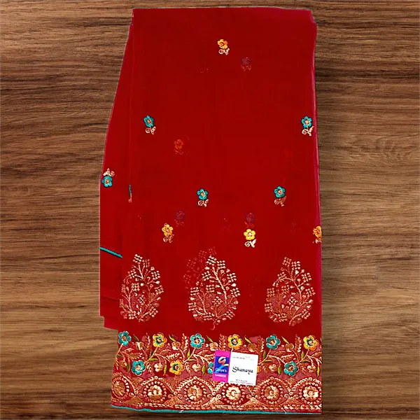 Mahroon_Chiffon_Work_Designer_Saree_For_Women
