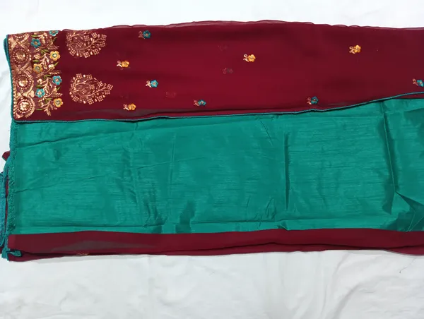 Mahroon_Chiffon_Work_Designer_Saree_For_Women