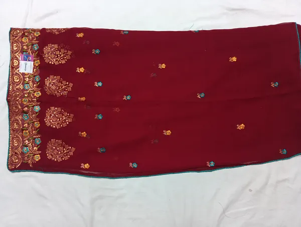 Mahroon_Chiffon_Work_Designer_Saree_For_Women