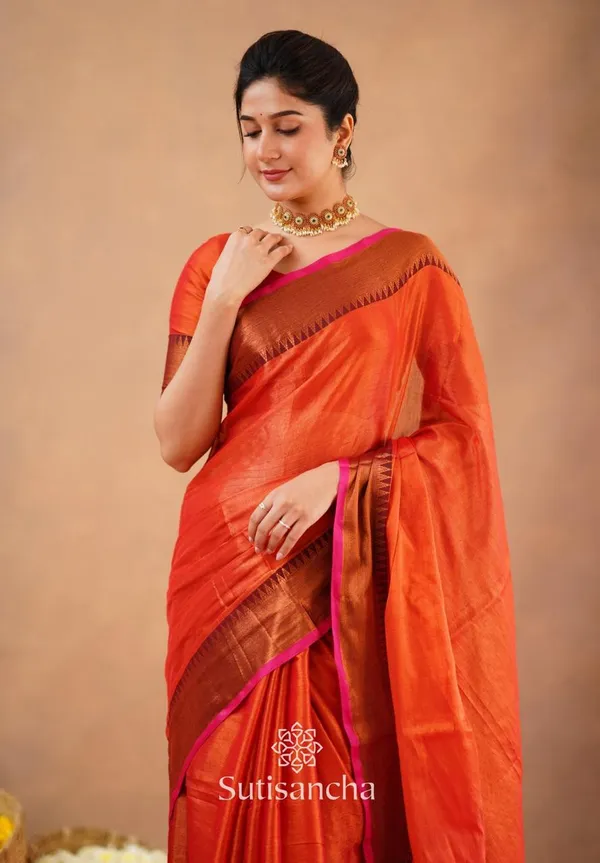Orange_Tissu_Lilen_Woven_Temple_Border_Saree_For_Women