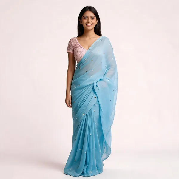 Sky_Blue_100%_Mul_Cotton_Saree_For_Women