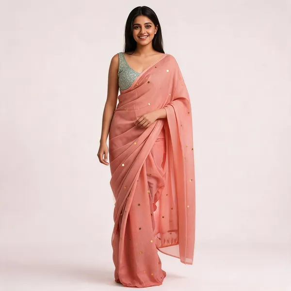 Pea_100%_Pure_Mul_Cotton_Trendingch__Sequin_Embellished_Saree_For_Women