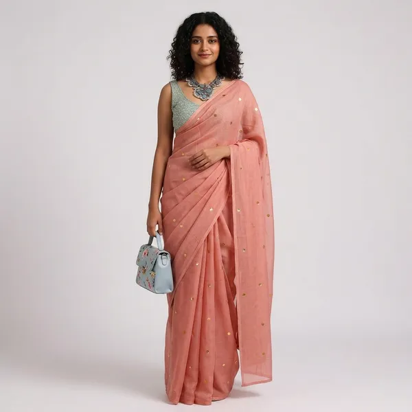 Pea_100%_Pure_Mul_Cotton_Trendingch__Sequin_Embellished_Saree_For_Women