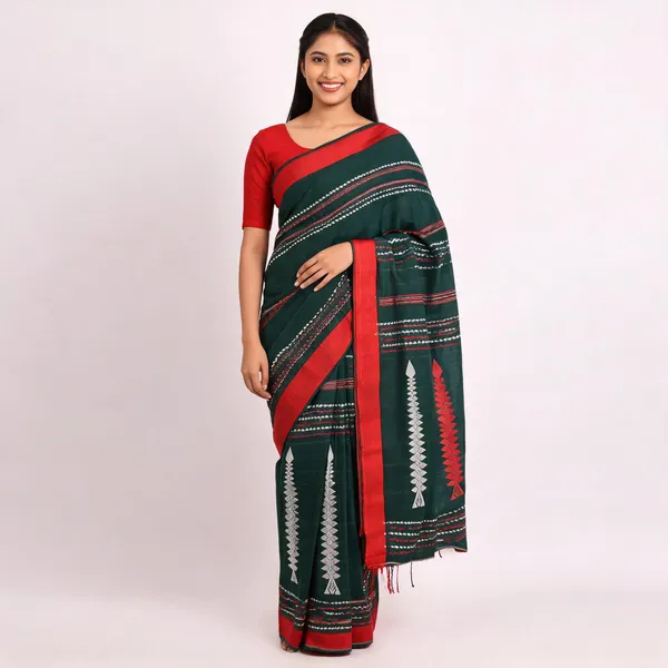 Green_Handloom_Cotton__Woven_Border_Saree_For_Women