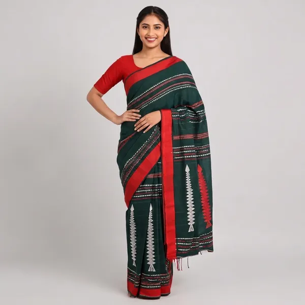 Green_Handloom_Cotton__Woven_Border_Saree_For_Women