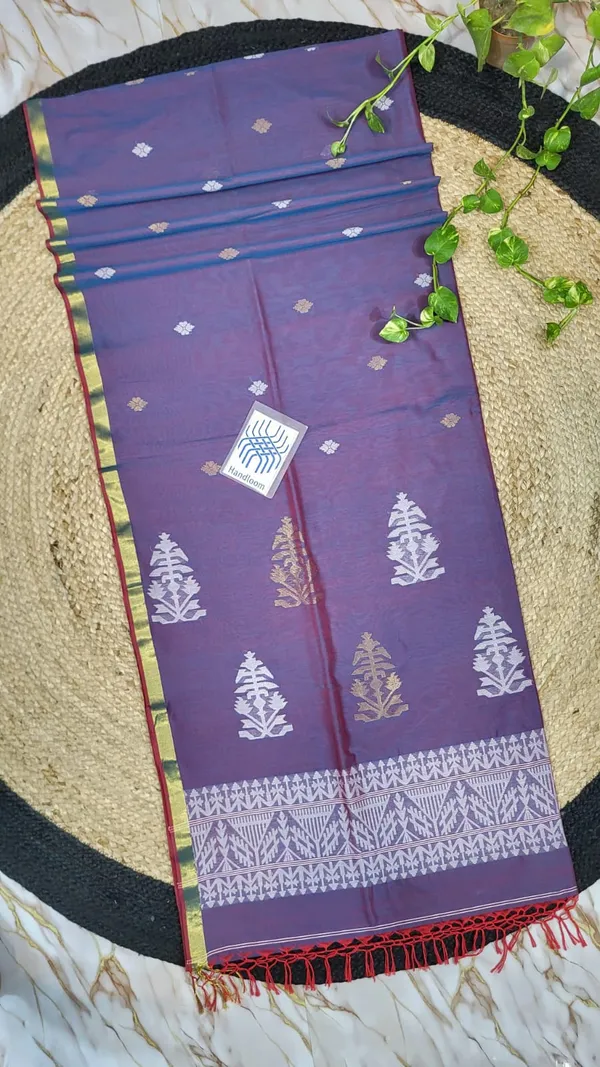 Purple_Handloom_100%_Cotton__Woven_Border_Saree_For_Women