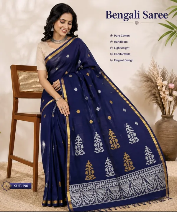 Navy_Blue_Cotton_Handloom_Woven_Border_Saree_For_Women