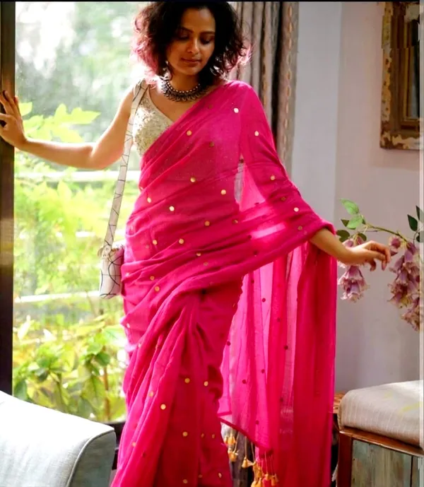 Pink_Chiffon_Sequin_Embellished_Saree_For_Women