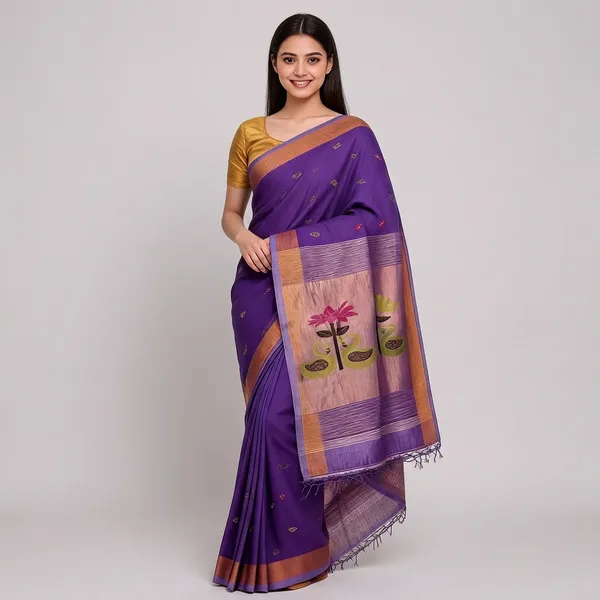 Purple_Handloom_Cotton_Woven_Butta_Design_Saree_For_Women