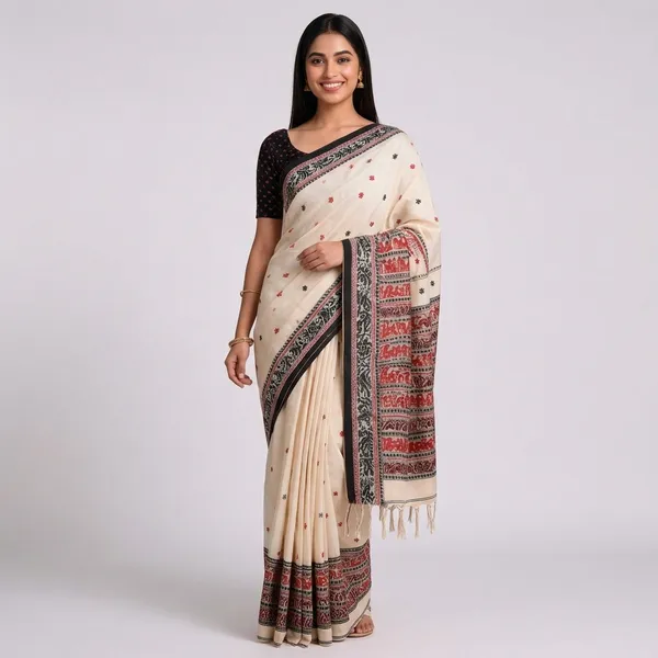 Off_White_Cotton_Handloom_Woven_Border_Saree_For_Women