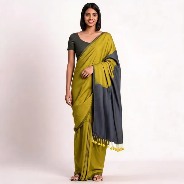 Mustard_Yellow100%_Pure_Mul_Cotton_Trending__Pom_Pom_Tassel_Border_Saree_For_Women