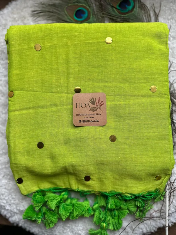 Green_100%_Pure_Mul_Cotton_Trending_Sequin_Embellished_Saree_For_Women