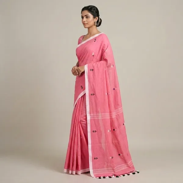 Pink_Cotton_Handloom_Floral_Booti_Saree_For_Women