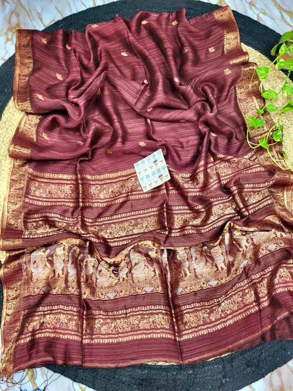 Maroon_Matka_Silk_Zari_Woven_Elephant_Motif_Saree_For_Women