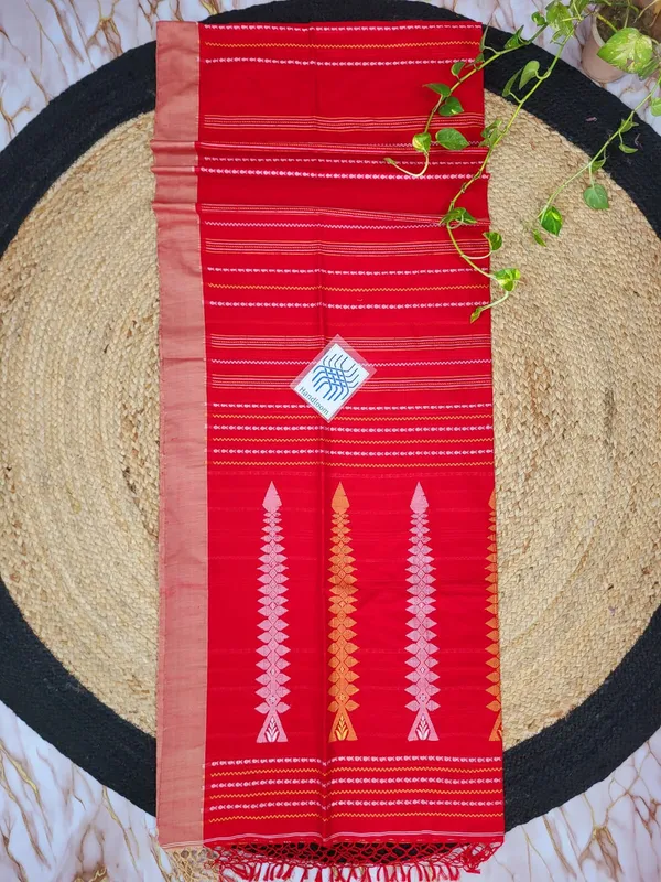 Red_Cotton_Handloom_Woven_Border_Saree_For_Women