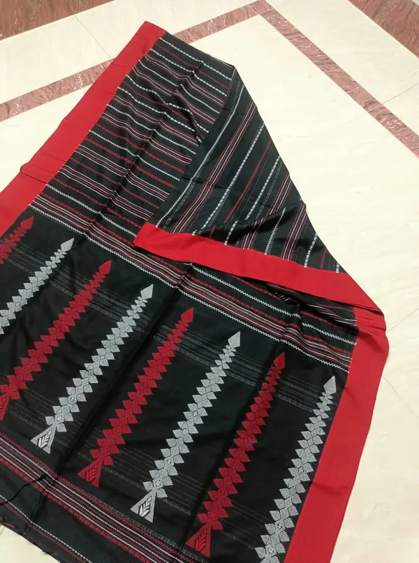 Black_Pure_Cotton__Woven_Border_Saree_For_Women