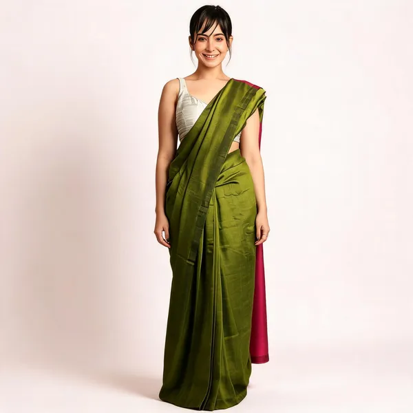 Green_Pink_Cotton__Solid_Handloom_Saree_For_Women