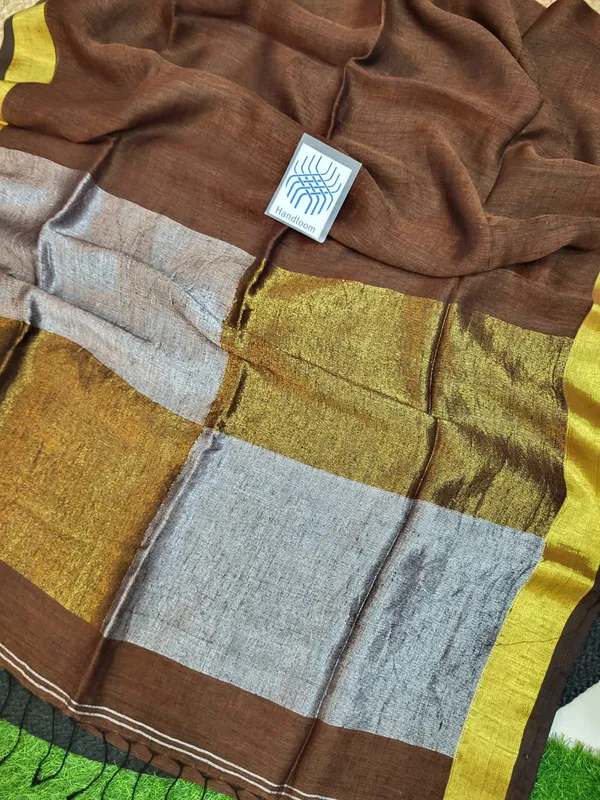 Brown_Handloom_Cotton_Zari_Border_Saree_For_Women