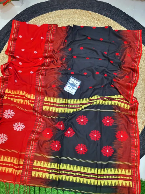 Black_And_Red_Handloom_Cotton_Woven_Ethnic_Saree_For_Women