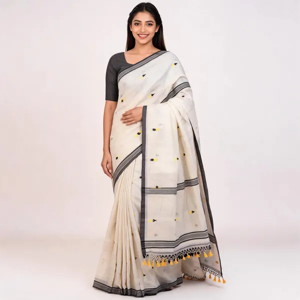 White_Handloom_Cotton_Woven_Booti_Saree_For_Women