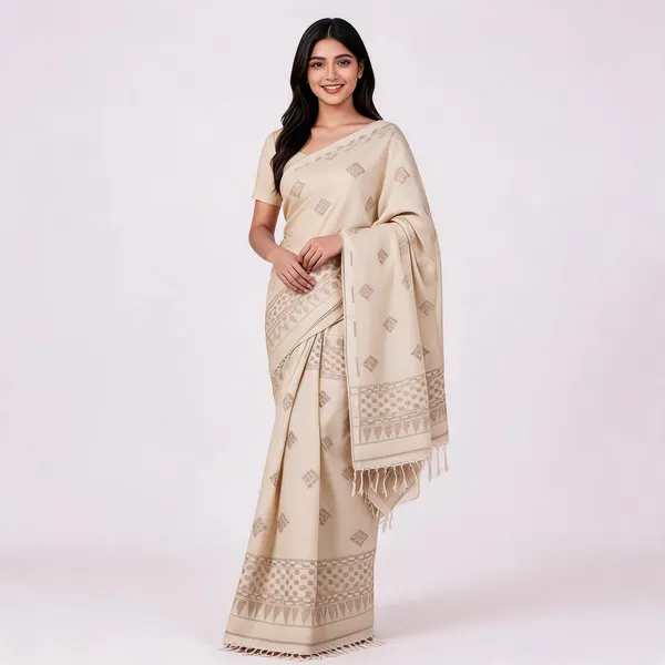 Beige_Handloom_Cotton_Woven_Geometric_Border_Saree_For_Women