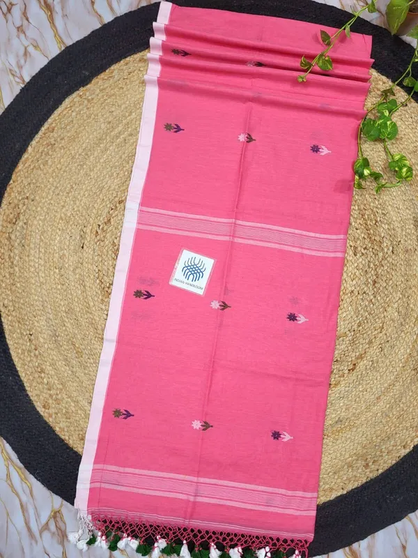 Pink_Cotton_Handloom_Floral_Booti_Saree_For_Women