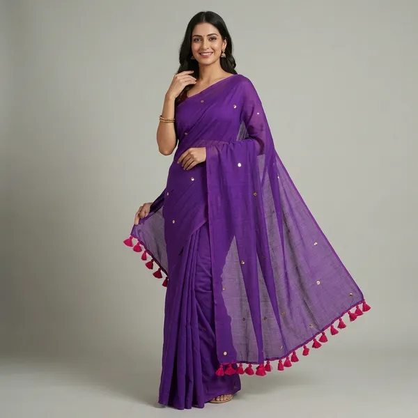 Purple__100%_Pure_Mul_Cotton_Trendingl_Border_Saree_For_Women