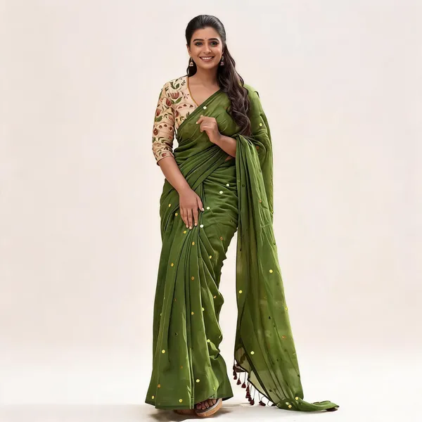 Green_Chiffon_Sequin_Embroidered_Saree_For_Women