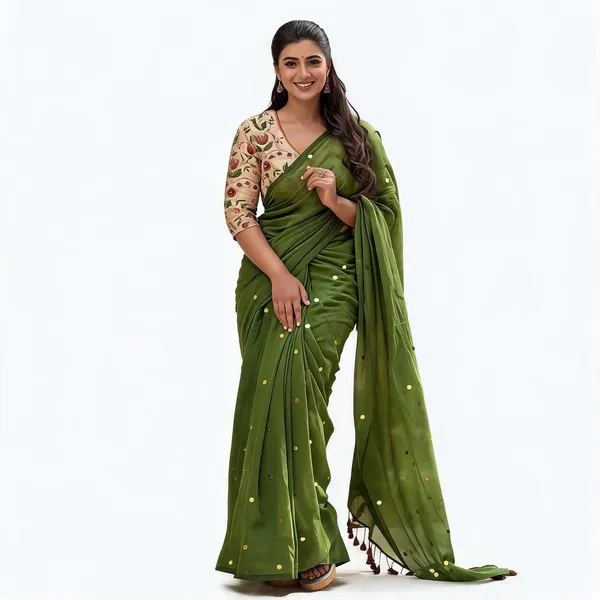 Green_Chiffon_Sequin_Embroidered_Saree_For_Women