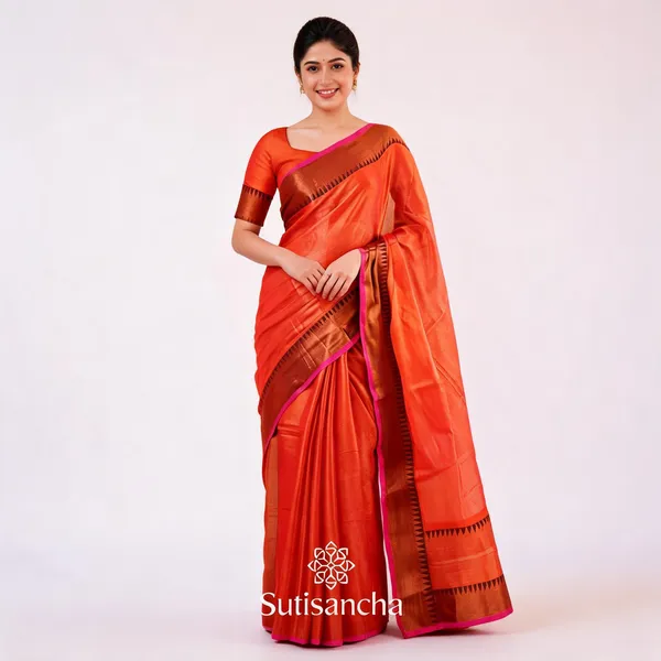 Orange_Tissu_Lilen_Woven_Temple_Border_Saree_For_Women