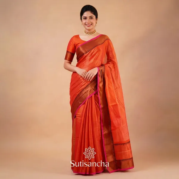 Orange_Tissu_Lilen_Woven_Temple_Border_Saree_For_Women