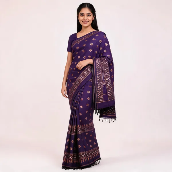 Purple_Linen_Traditional_Saree_For_Women