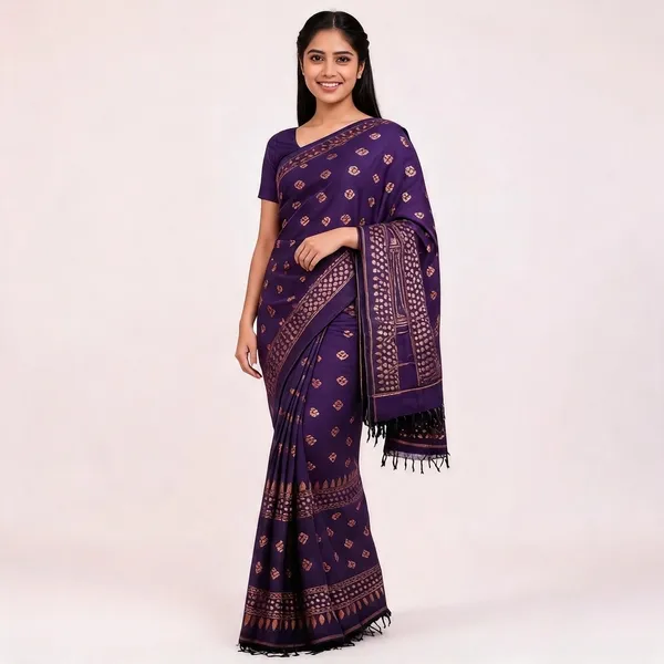 Purple_Linen_Traditional_Saree_For_Women
