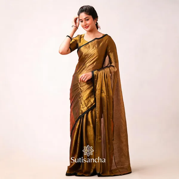 Golden_Tissue_Silk_Zari_Woven_Black_Border_Saree_For_Women