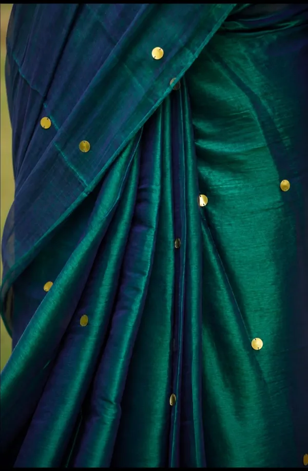Teal_Linen_Tissue_Shimmer_Ethnic_Saree_For_Women