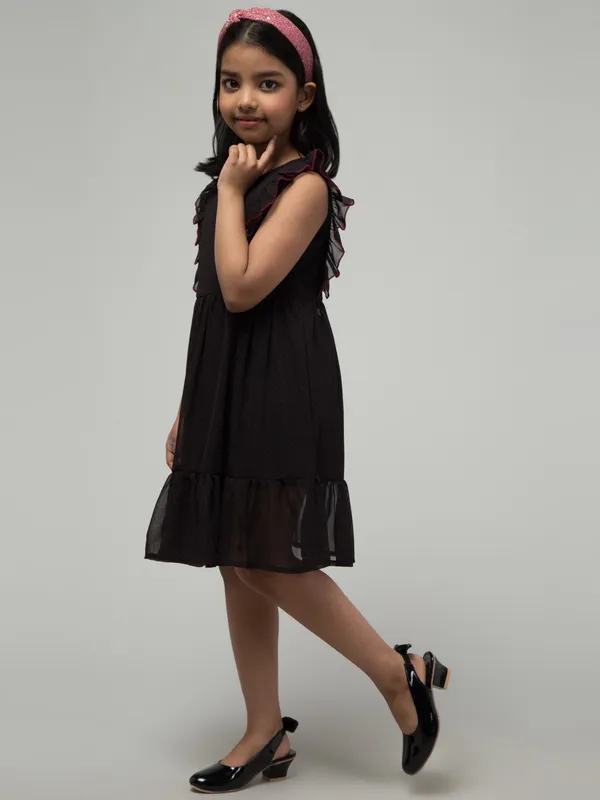 Black_Solid_Evening_Dress_For_Girls
