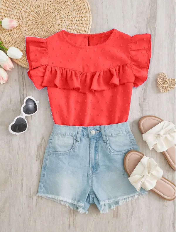 Red_Polka_Dot_Casual_Tops_For_Girls