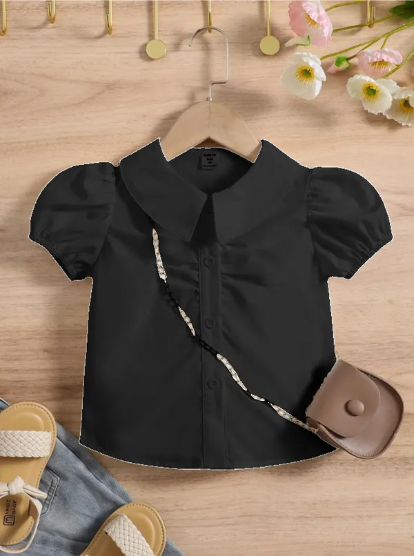 MAMATHINK_Black_Solid_Regular_Fit_Tops_For_Girls